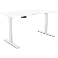 Zoom Electric Dual Motor Height Adjustable Sit Stand Office Desk Dual Purpose Reversible Scallop Top W1200xD700xH685-1185mm White Top White Frame 10 Year Warranty